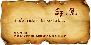 Szünder Nikoletta névjegykártya