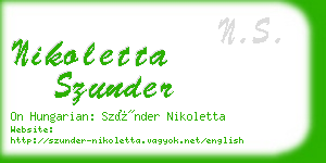 nikoletta szunder business card